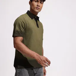WROGN Pure Cotton Comfort Fit Ombre Polo Collar T-shirt image 5