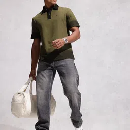 WROGN Pure Cotton Comfort Fit Ombre Polo Collar T-shirt image 4