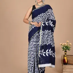 THE FAMILIAR HANDICRAFTS Embellished Zari Pure Cotton Ikat Saree-picture-24
