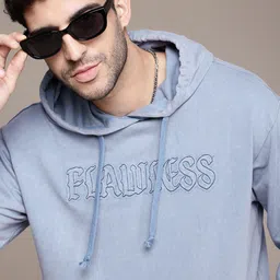 The Roadster Life Co. Typography Washed Effect Hooded Pure Cotton Relaxed Fit Sweatshirt-image-61