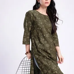 Anouk Rustic Foil Floral Printed Straight Kurta-picture-12