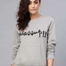 Antheaa Women Grey Melange Embellished Sweatshirt-picture-22