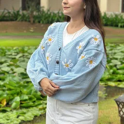 Sugercandy Women Floral Woollen Cardigan with Embroidered Detail image 5