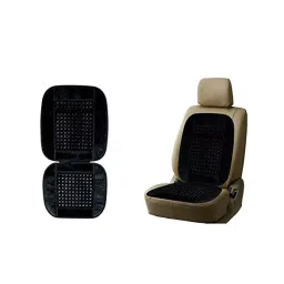 Auto Pearl Car Wooden Bead Seat Cushion with Black Velvet Border Compatible for All SUV Cars-image-92