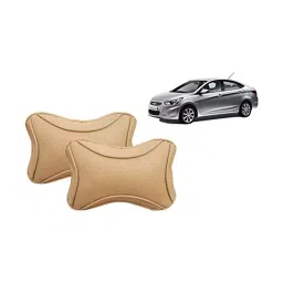 Auto Pearl Beige Dots CV Car Neck Rest Pillow Compatible for Verna-picture-18