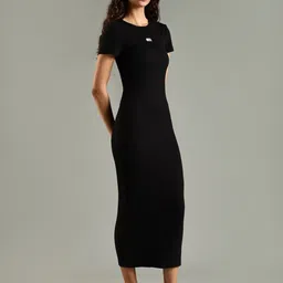 Tommy Hilfiger Round Neck Bodycon Midi Dress image 2