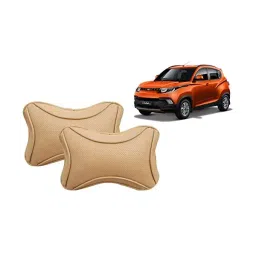Auto Pearl Beige Dots CV Car Neck Rest Pillow Compatible for Mahindra KUV 100-picture-34