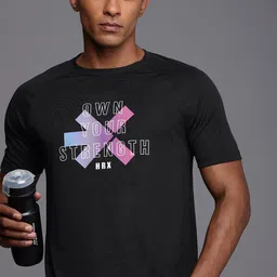 HRX by Hrithik Roshan Rapid-Dry Antimicrobial Finish Brand Logo Printed T-shirt-picture-40