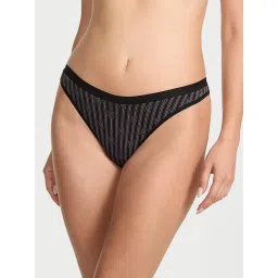 victoria's secret intimates Victoria's Secret Stretch Cotton High-Leg Scoop Thong Panty Black image 1