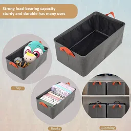 Kuber Industries Grey & Orange 4 Pieces Cotton Drawer Organisers image 4