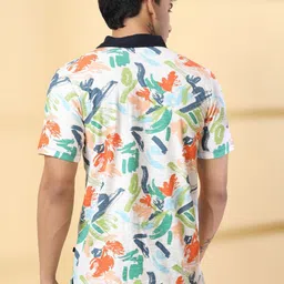 Rigo Floral Printed Polo Collar Cotton T-shirt image 3