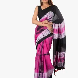 TROPWEAR Tie and Dye Pure Cotton Block Print Saree-picture-22