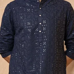 Tasva Adults-Men Woven Design Embroidered Kurta with Pyjamas image 2