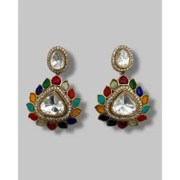 Beryachi Navratna Kamal Kundan Necklace Set image 2