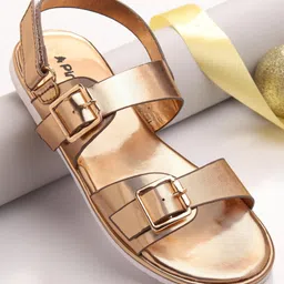Pine Kids Party Wear Sandals With Buckle Closure -  Golden-picture-10