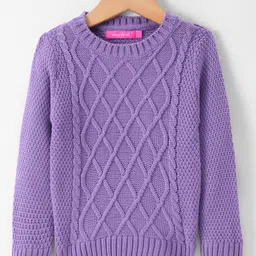 Wingsfield Full Sleeves Cable Knit Designed Pullover - Purple-image-14