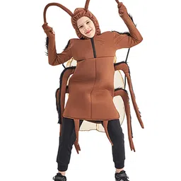 Little Surprise Box Blended Halloween Theme Full Sleeves Cockroach Costume Set With Apron & Bib - Brown-image-76