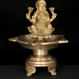 Exotic Gold Toned Goddess Brass Lakshmi Lamp-image-21
