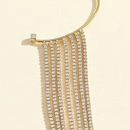 Vembley Gold-Plated Alloy Cubic Zirconia Contemporary Ear Cuff image 3