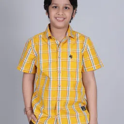 Cantabil Boys Comfort Spread Collar Checked Casual Cotton Shirt-image-10
