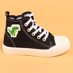 Cute Walk by Babyhug Lace Up Closure Casual Shoes With Dino Patch Applique - Black image 4