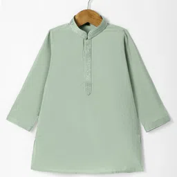 Robo Fry Jacquard Woven Full Sleeves Kurta Pyjama Set with Floral Print Sequinned & Embroidered Jacket - Mint image 4