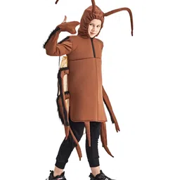 Little Surprise Box Blended Halloween Theme Full Sleeves Cockroach Costume Set With Apron & Bib - Brown image 5