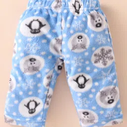 Kanvin Supersoft Extra Warm Velour Full Sleeves Winter Night Suit With Penguin Print - Sky Blue image 5