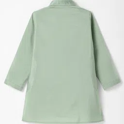 Robo Fry Jacquard Woven Full Sleeves Kurta Pyjama Set with Floral Print Sequinned & Embroidered Jacket - Mint image 5