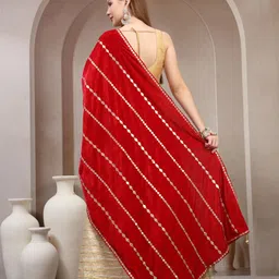 Moda Rapido Ethnic Motifs Embroidered Gotta Patti Velvet Dupatta with Tasselled Border image 3