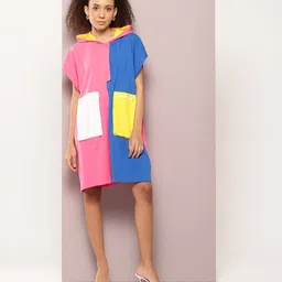 Kook N Keech Colourblocked Cotton T-shirt Dress-image-89