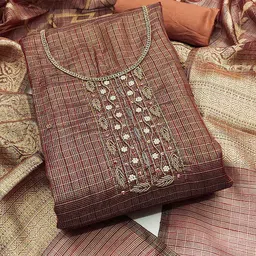 NEGRONI Geometric Woven Design Beads & Stones Unstitched Dress Material image 4