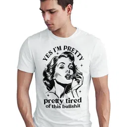 Seekbuylove Men Bio Finish Pretty Tired Slogan Round Neck Pure Cotton T-shirt-picture-38