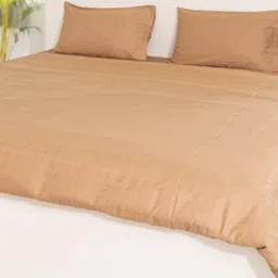 Oyvu Brown Cotton Breathable 300 TC Double King Fitted Bedsheet & Pillow Covers 78" x 72" image 4