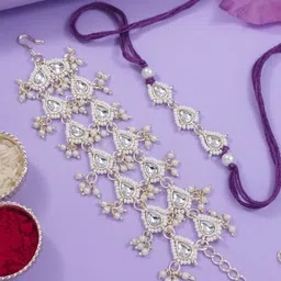 I Jewels Kundan Pearl Bhaiya Bhabhi Lumba Bracelet Rakhi-picture-16