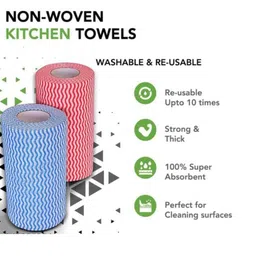 wodwame Disposable Kitchen Roll Towels, Wavy Pattern, Pink and Blue, Set of 2 image 3