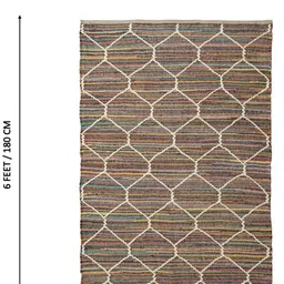 THEGASBH Brown Geometric Printed Hemp Traditional Carpet image 2
