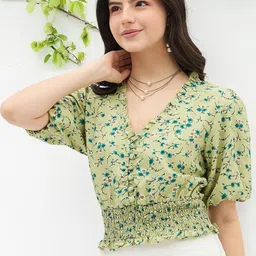 DressBerry Women Floral Print Blouson Top-image-5