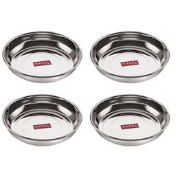 HAZEL Stainless Steel Plates Set Small Steel Plates For Snacks Breakfast Plates Silver - Pack of 4-picture-0