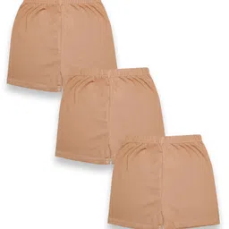 Kiddopanti Pack of 3 Solid Cycling Shorts - Skin-picture-38