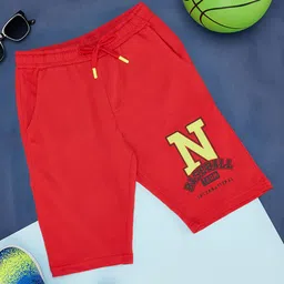 Pantaloons Junior Placement Baseball Team Text Printed Shorts - Red-picture-13