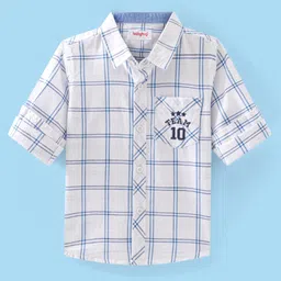 Babyhug Cotton Woven Full Sleeves Regular Collar Check Shirt - White-picture-19