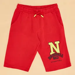 Pantaloons Junior Placement Baseball Team Text Printed Shorts - Red image 3
