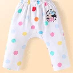 Babyhug Disney Interlock Knit Full Length Diaper Leggings With Minnie Mouse Graphic - Pack of 3 - White Pink & Blue image 2