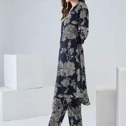Indo Era Printed Pure Cotton V-Neck Tunic With Trousers Co-Ords image 5