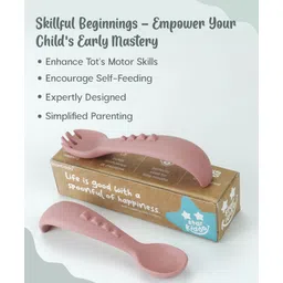 Starkiddo Baby Silicone Soft Spoon and Fork Set - Rose Pink image 3