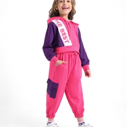 Ollington St. Cotton Knit Full Sleeves Color Blocked Hoodie & Cargo Joggers Winter Wear Set - Multicolor image 3