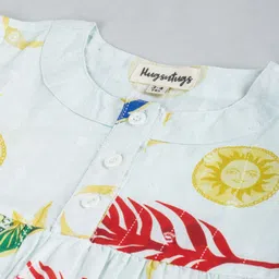 Hugsntugs Cotton Woven Full Sleeves Evil Eye Printed Top - White image 4