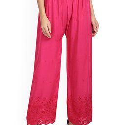 SRISARAS Women Embroidered Mid-Rise Cotton Parallel Trousers-picture-18