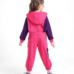 Ollington St. Cotton Knit Full Sleeves Color Blocked Hoodie & Cargo Joggers Winter Wear Set - Multicolor image 4